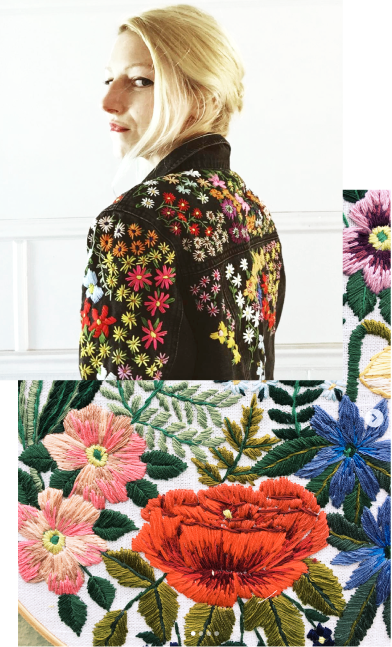 Broderie fleuries sur une veste